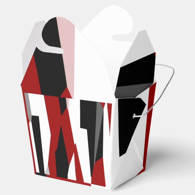 Red black and white abstract   favour box (Opened)