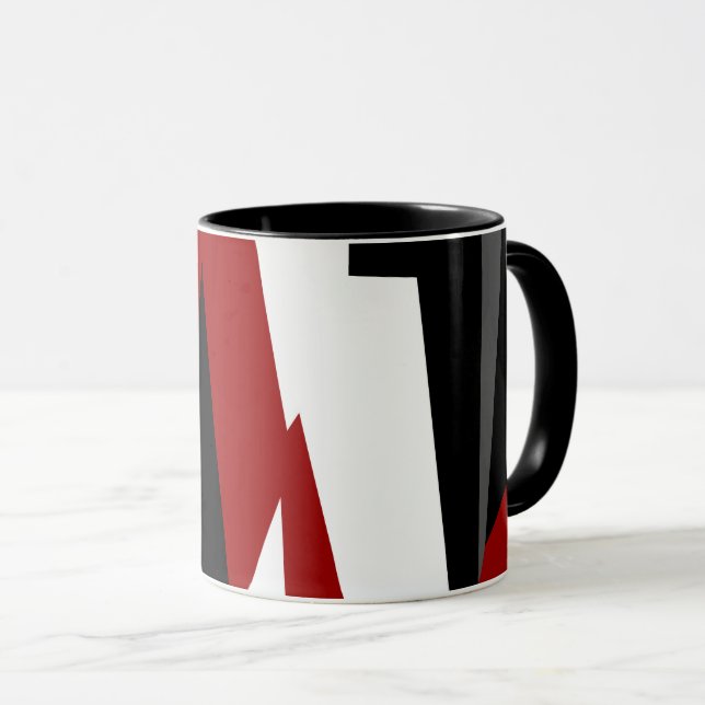 Red black and white abstract   mug (Front Right)
