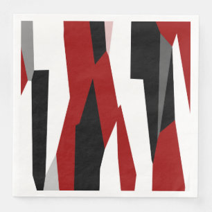 Red black and white abstract napkin