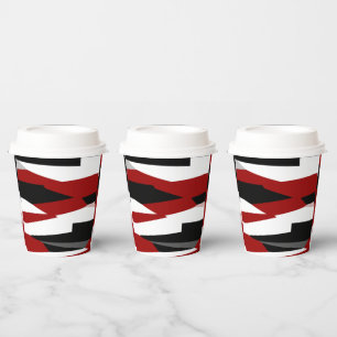 Red black and white abstract  paper cups