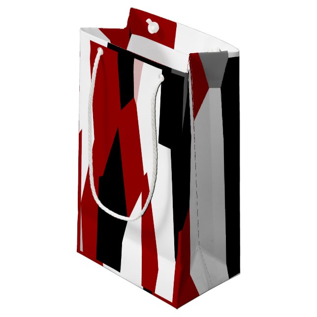 Red black and white abstract  small gift bag (Front Angled)