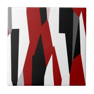Red black and white abstract tile