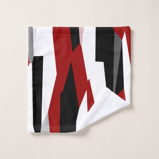 Red black and white abstract   wash cloth (Wash Cloth)