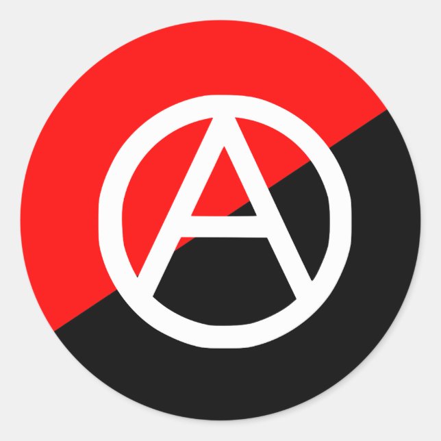 Red Black and White Anarchist Flag Anarchy Classic Round Sticker (Front)