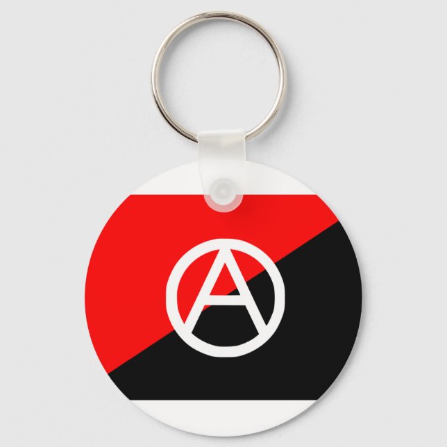 Red Black and White Anarchist Flag Anarchy Key Ring (Front)