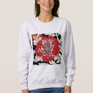 Red Black and White Art Nouveau Flower Sweatshirt