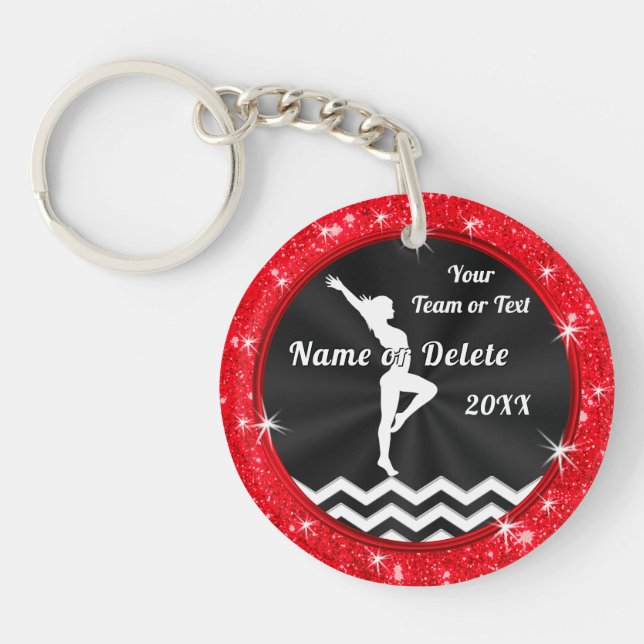 Red, Black and White, Cheap, Gymnastics Team Gifts Key Ring (Front)