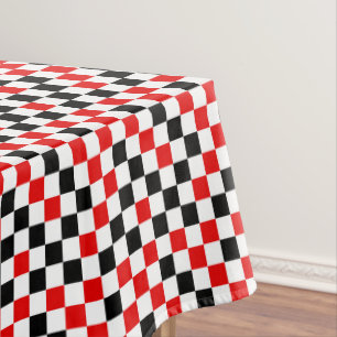 Red Black and White Chequered Tablecloth
