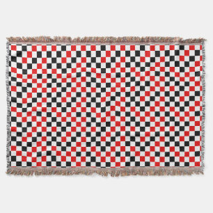 Red Black and White Chequered Throw Blanket