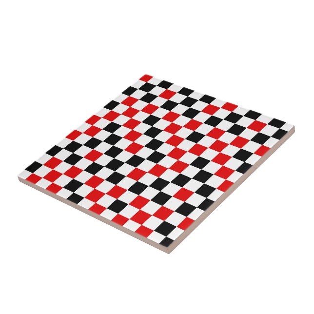 Red Black and White Chequered  Tile (Side)
