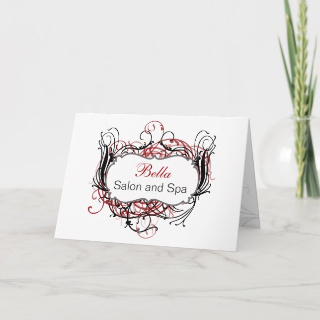 red black and white Chic Business Thank You Cards (Front)