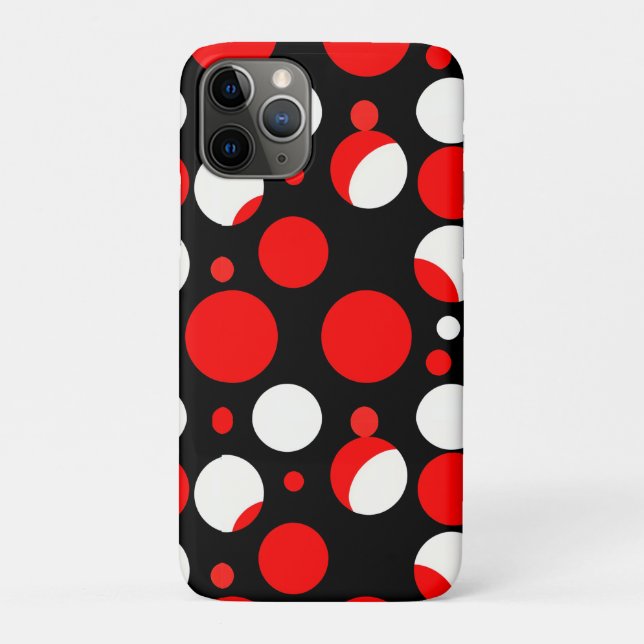 Red Black and White Circles Pattern Case-Mate iPhone Case (Back)