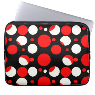 Red Black and White Circles Pattern Laptop Sleeve