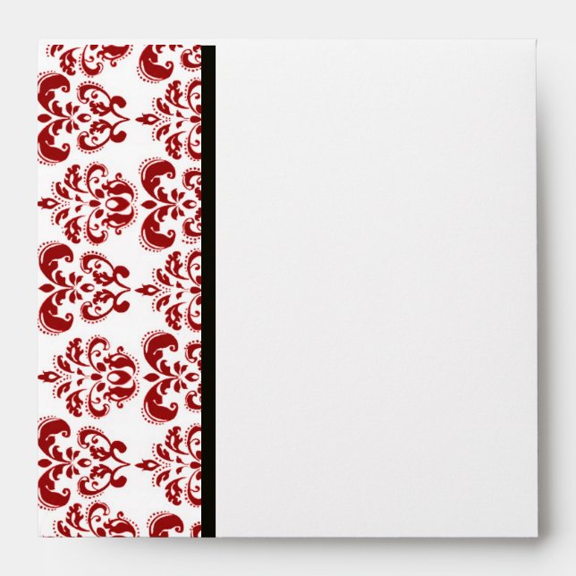 RED BLACK AND WHITE DAMASK ENVELOPES (Front)