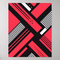 Red, Black and white Geometric Pattern