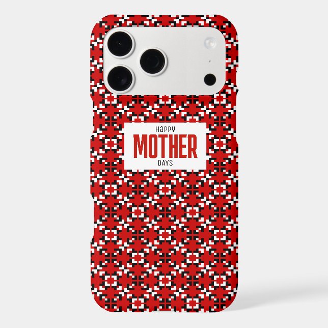 Red, Black, and White Geometric Pixel pattern (Back)