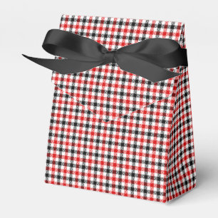 Red Black and White Gingham Check Favour Box