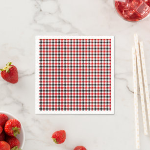 Red Black and White Gingham Check Napkin