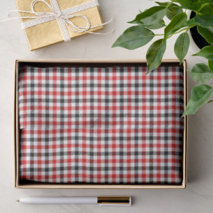 Red Black and White Gingham Check Tissue Paper