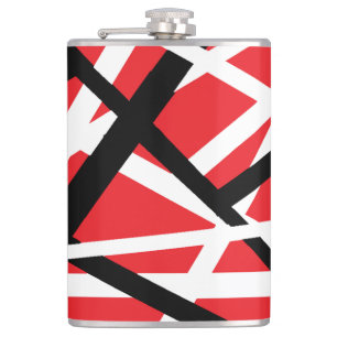 Red, Black, and White Graphic Hip Flask