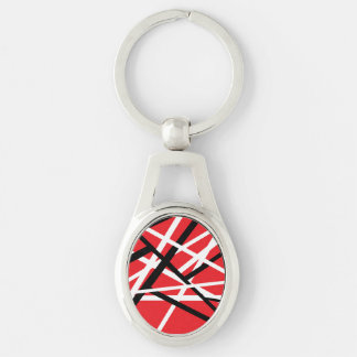 Red, Black, and White Graphic Key Ring