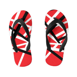Red, Black, and White Graphic Kid's Jandals
