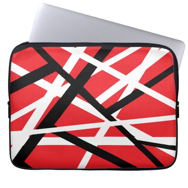 red, black, and white graphic laptop sleeve (Front)