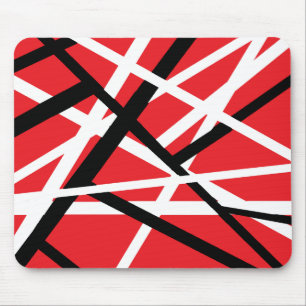 red, black, and white graphic mouse pad