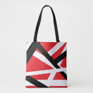 Red, Black, and White Graphic Tote Bag