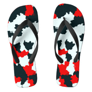 Red Black and White Irregular Abstract Jandals