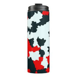 Red Black and White Irregular Abstract Thermal Tumbler