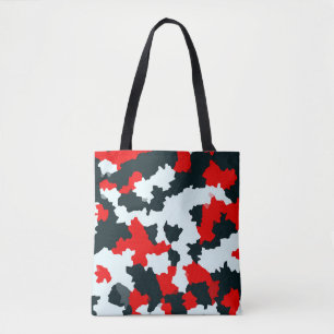 Red Black and White Irregular Abstract Tote Bag