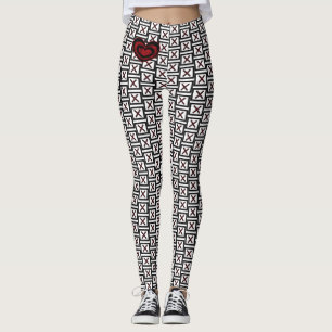 Red Black and White Leggings for Women
