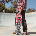 Red, Black and White Mandala  - Monogram Skateboard<br><div class="desc">Skateboard. Black and White Mandala pattern with Monogram ready for you to personalise. The red part can be changed to any colour you like. ✔NOTE: ONLY CHANGE THE TEMPLATE AREAS NEEDED! 😀 If needed, you can remove the text and start fresh adding whatever text and font you like. 📌If you...</div>