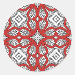 Red, Black and White Mandala Stickers