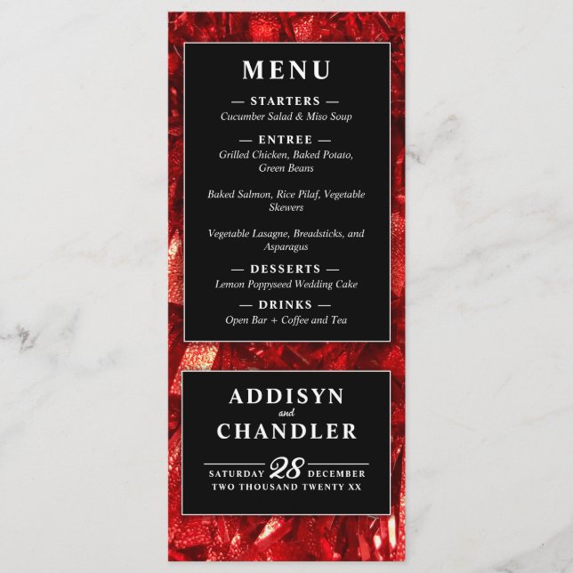 Red Black and White Modern Christmas Wedding Programme (Front)