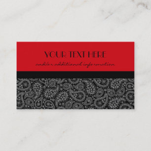 Red, Black and White Paisley Business Card