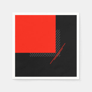 Red, black, and white pinstripe geometric print na napkin