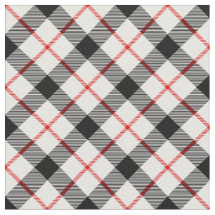 Red Black and White Plaid Fabric