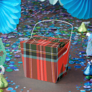 Red Black and White Plaid Pattern Take Out Favour Box