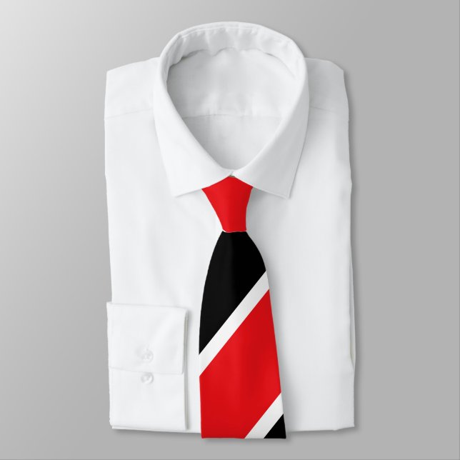 Red Black and White Regimental Stripe Tie (Tied)