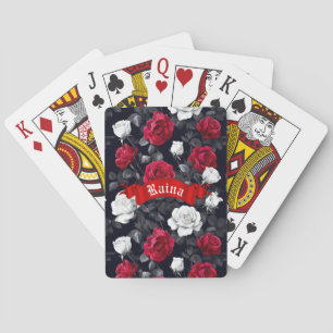 Red Black and White Roses Goth Playing Cards