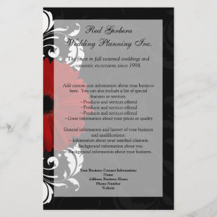 Red, Black and White Scroll Gerbera Daisy Flyer