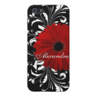 Red, Black and White Scroll Gerbera Daisy