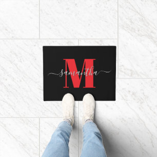 Red Black and White Signature Monogram 2025 Doormat