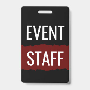 Red Black And White Simple Event Staff Badges ID Badge