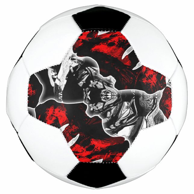Red Black and White Soccer Ball (Front)