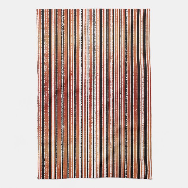 Red, Black, and White Striped Pattern Kitchen Towe Tea Towel (Vertical)