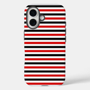 Red Black and white stripes design iPhone 16 Case