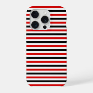Red Black and white stripes design iPhone 15 Pro Case